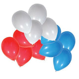 100 tricolor latex balloons blue, white, red 30 cm