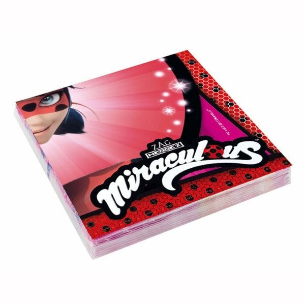 20 serviettes en papier Ladybug Miraculous™ 33 x 33 cm,Farfouil en fÃªte,Nappes, serviettes