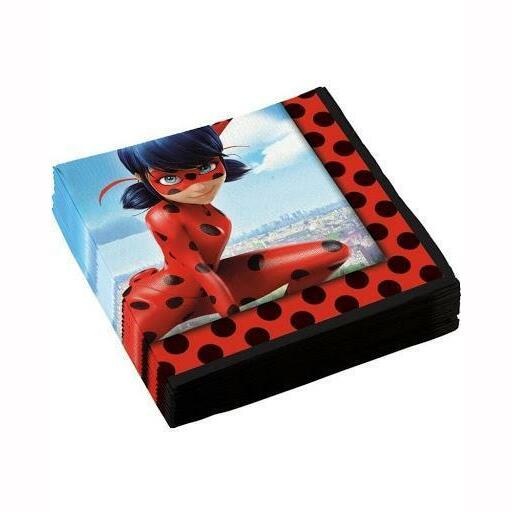 20 serviettes Ladybug à Paris Miraculous™ 33 x 33 cm,Farfouil en fÃªte,Nappes, serviettes