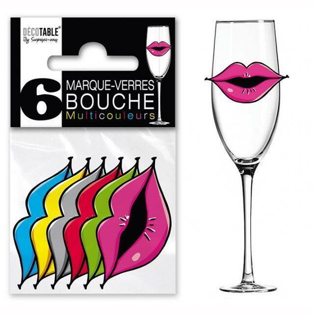 6 Marques verres multicolores - Modèles au choix,Bouche,Farfouil en fÃªte,Marques places, marques verres, étiquettes, porte-nom
