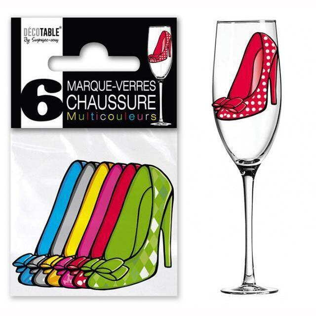 6 Marques verres multicolores - Modèles au choix,Chaussures,Farfouil en fÃªte,Marques places, marques verres, étiquettes, porte-nom