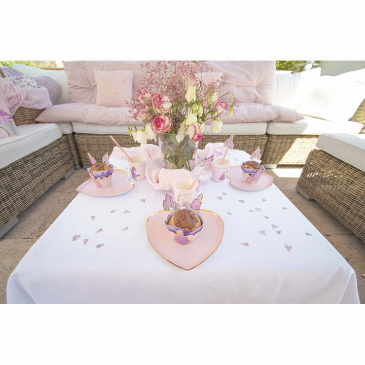 8 assiettes coeur de 19 cm rose pastel et or,Farfouil en fÃªte,Assiettes, sets de table