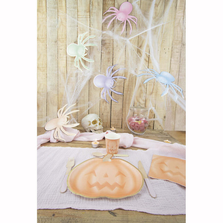 8 assiettes de 23 cm citrouille Halloween Pastel,Farfouil en fÃªte,Assiettes, sets de table