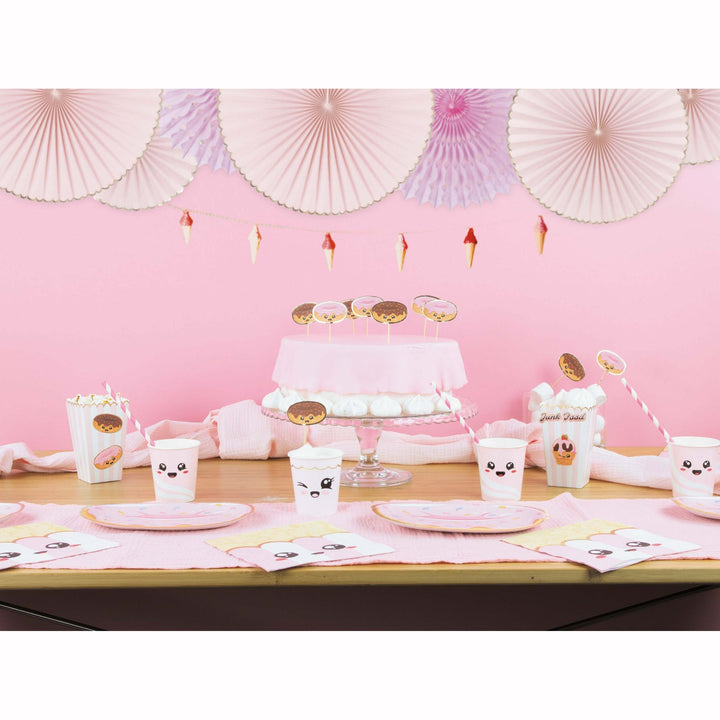 8 assiettes de 23 cm rose donut Sweety Junk Food,Farfouil en fÃªte,Assiettes, sets de table