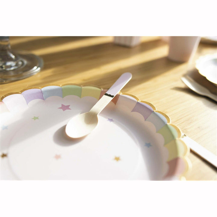 8 assiettes festonnées de 23 cm multicolore pastel et or,Farfouil en fÃªte,Assiettes, sets de table