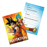 8 cartons d'invitation + enveloppes 15 x 10 cm Dragon Ball Super™