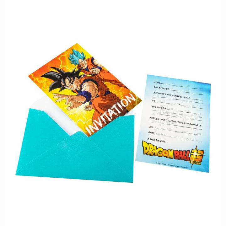 8 cartons d'invitation + enveloppes 15 x 10 cm Dragon Ball Super™,Farfouil en fÃªte,Marques places, marques verres, étiquettes, porte-nom