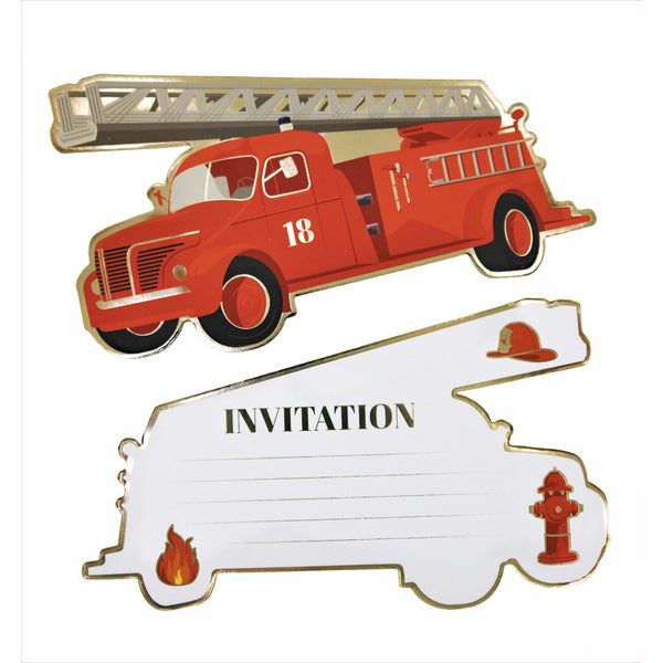 8 cartons d'invitation Pompier,Farfouil en fÃªte,Marques places, marques verres, étiquettes, porte-nom