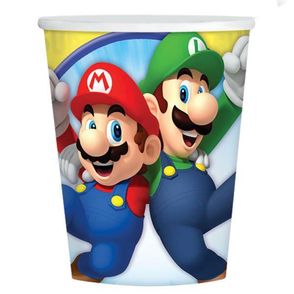 8 gobelets en carton Super Mario™ 250 ml,Farfouil en fÃªte,Verres et gobelets