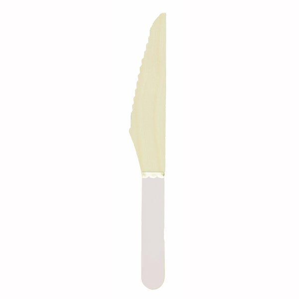 8 petits couteaux en bois rose pastel et or,Farfouil en fÃªte,Couverts jetables