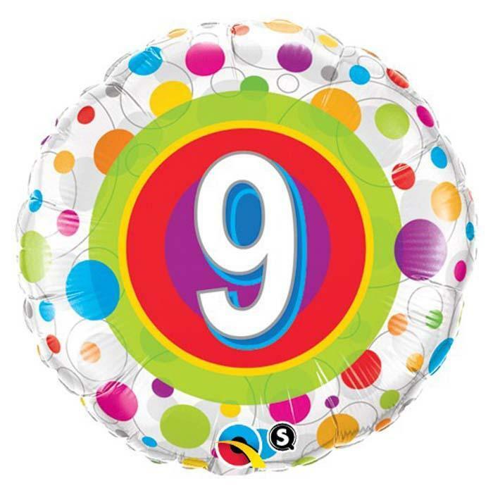 BALLON ALU A POIS CHIFFRE 9 45CM 18" QUALATEX,Farfouil en fÃªte,Ballons