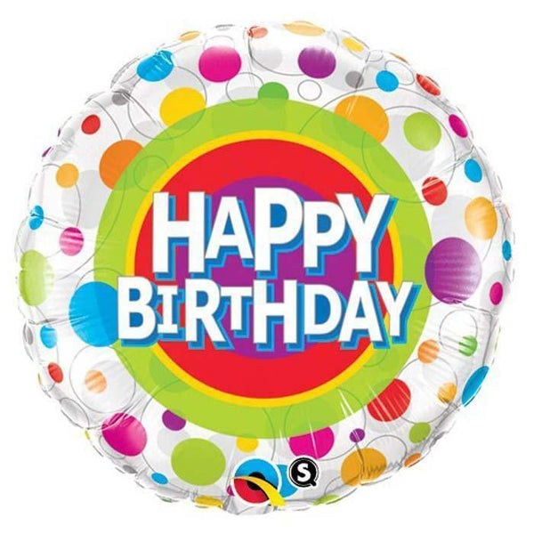 BALLON ALU A POIS HAPPY BIRTHDAY 45CM 18" QUALATEX,Farfouil en fÃªte,Ballons