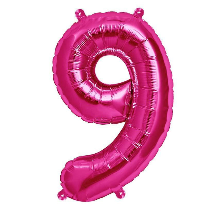 BALLON ALU CHIFFRE 9 MAGENTA 16" 41 CM,Farfouil en fÃªte,Ballons