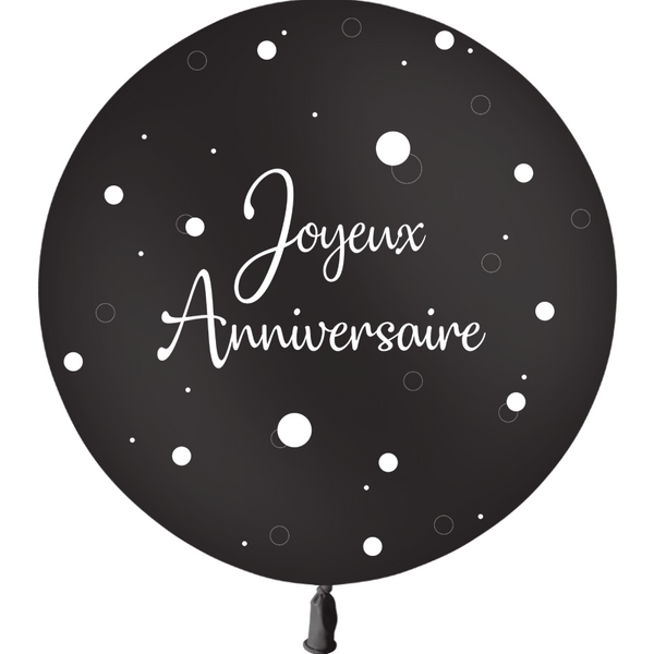 Ballon en latex "Joyeux anniversaire" pois et confettis 2' 60 cm - Noir,Farfouil en fÃªte,Ballons