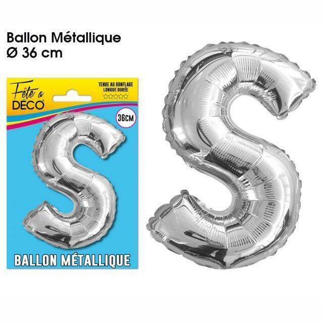 BALLON MÉTALLIQUE LETTRE AU CHOIX,S,Farfouil en fÃªte,Ballons