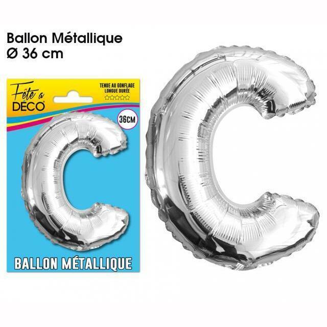 BALLON MÉTALLIQUE LETTRE AU CHOIX,C,Farfouil en fÃªte,Ballons