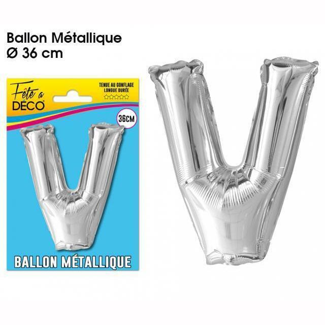 BALLON MÉTALLIQUE LETTRE AU CHOIX,V,Farfouil en fÃªte,Ballons