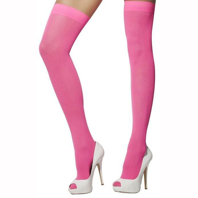 BAS AUTO-FIXANTS FLUO ROSE,Rose,Farfouil en fÃªte,Collants, bas, chaussettes, guêtres