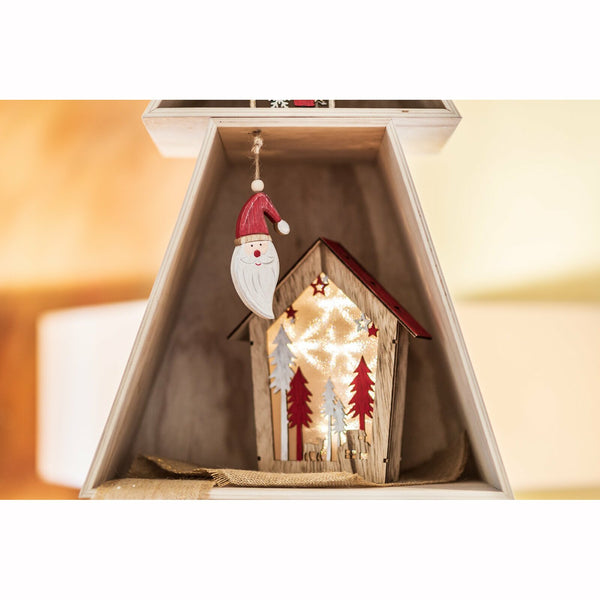 Boule de sapin en bois tête du Père Noël 12 cm,Farfouil en fÃªte,Pompons, suspensions