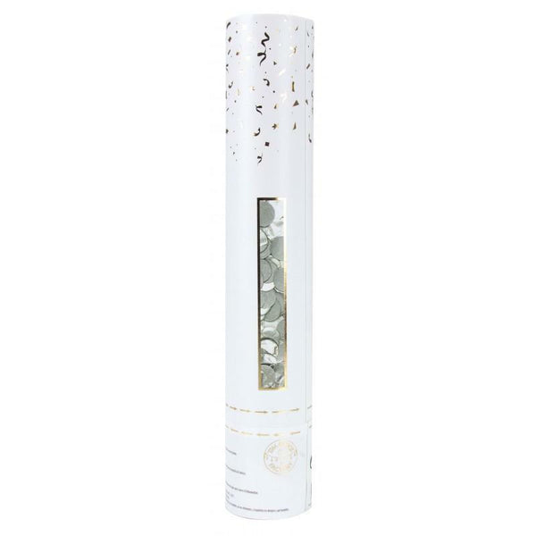 Canon à confettis 28 cm - ronds argent,Farfouil en fÃªte,Cotillons, serpentins, sans gênes, confettis