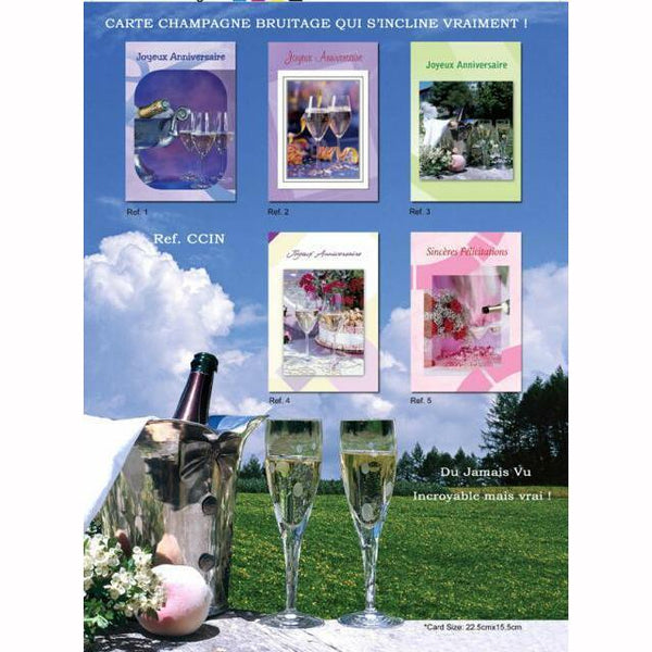 CARTE CHAMPAGNE QUI S'INCLINE,Farfouil en fÃªte,Cadeaux anniversaires festifs et rigolos