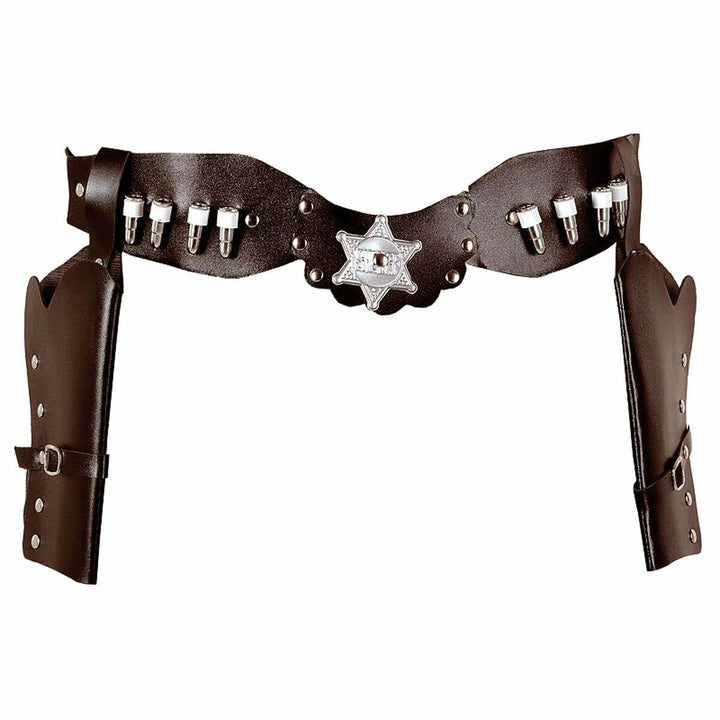 Ceinture double holster marron de cow-boy avec balles et étoile,Farfouil en fÃªte,A definir