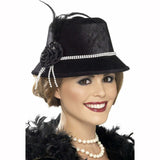 Chapeau charleston 1920 noir avec plumes adulte