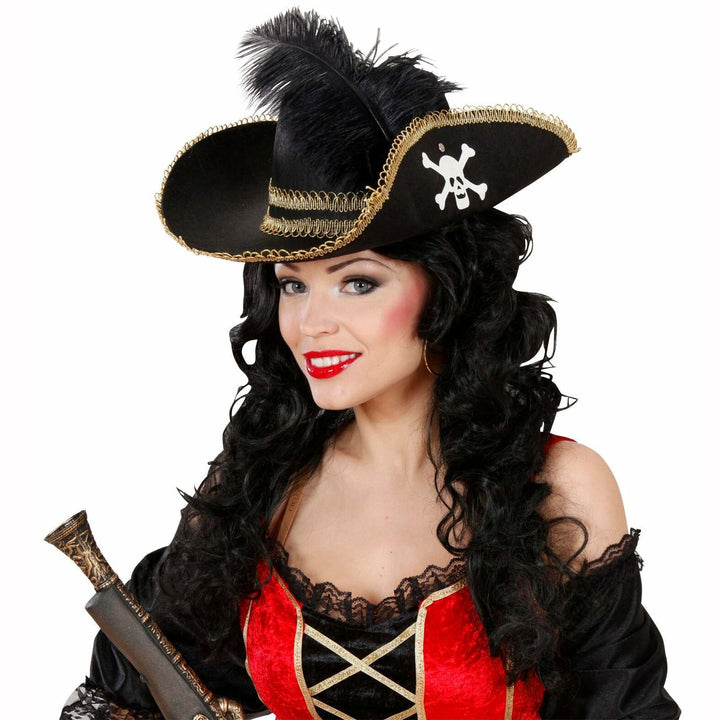 Chapeau adulte de pirate avec crâne et plume,Farfouil en fÃªte,Chapeaux