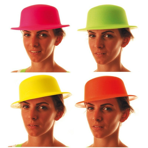 Chapeau melon fluo en plastique - 4 couleurs aléatoires,Farfouil en fÃªte,Chapeaux