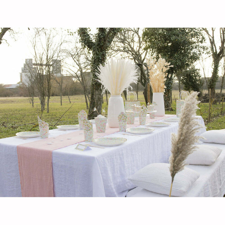 Chemin de table en gaze de coton rose blush 300 x 30 cm,Farfouil en fÃªte,Chemins et sets de table