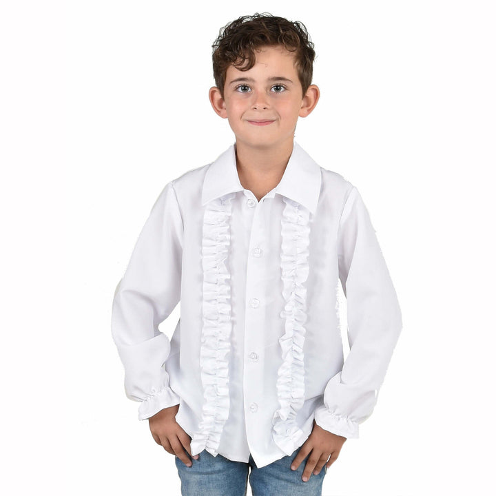 Chemise disco enfant avec ruches - Blanc,128/140 cm,Farfouil en fÃªte,Déguisements