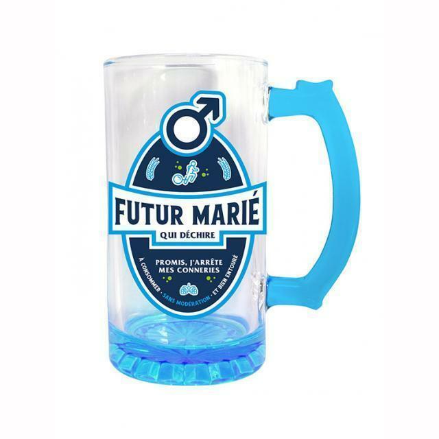 CHOPE À BIÈRE FUTUR MARIÉ BLEUE,Farfouil en fÃªte,Verres et gobelets