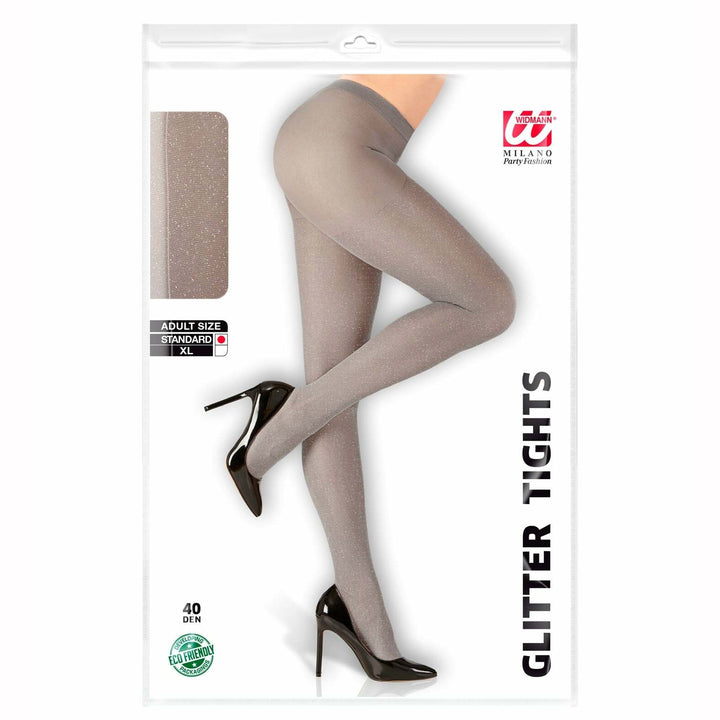 Collants adultes brillants effet paillettes Argent,Farfouil en fÃªte,Collants, bas, chaussettes, guêtres