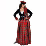 Deluxe adult black and red Scottish costume for women 