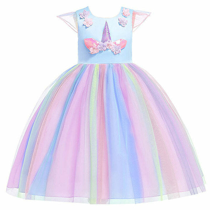 Déguisement robe de princesse licorne enfant,Bleu ciel / 100 cm,Farfouil en fÃªte,Déguisements