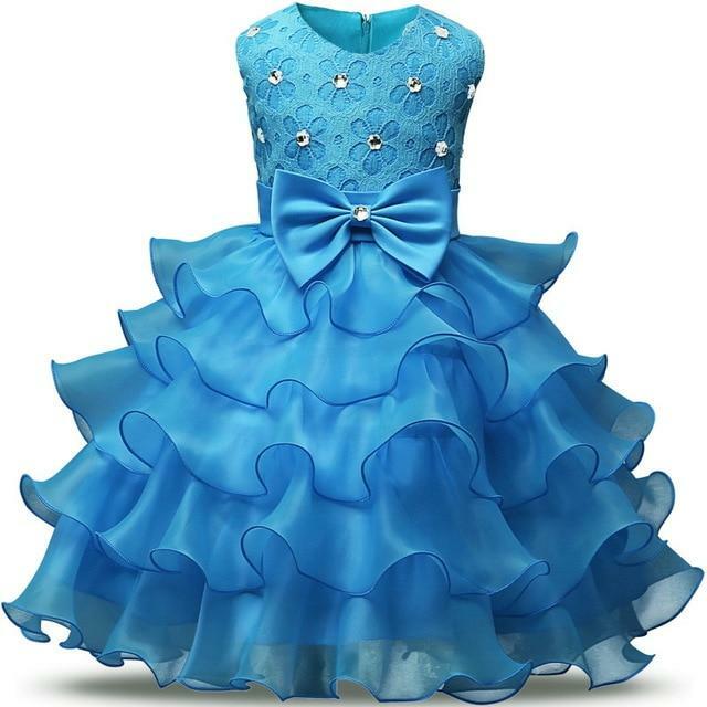 Déguisement robe fleur d'anniversaire enfants,Turquoise / 100 cm,Farfouil en fÃªte,Déguisements