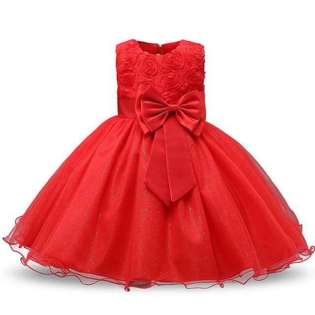 Déguisement robe fleur d'anniversaire enfants,Rouge paillettes / 100 cm,Farfouil en fÃªte,Déguisements