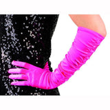 Plissee-Satin-Handschuhe für Erwachsene – Fuchsia Pink