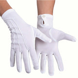 Weiße Handschuhe für Erwachsene mit Druckknöpfen – Größe Ihrer Wahl