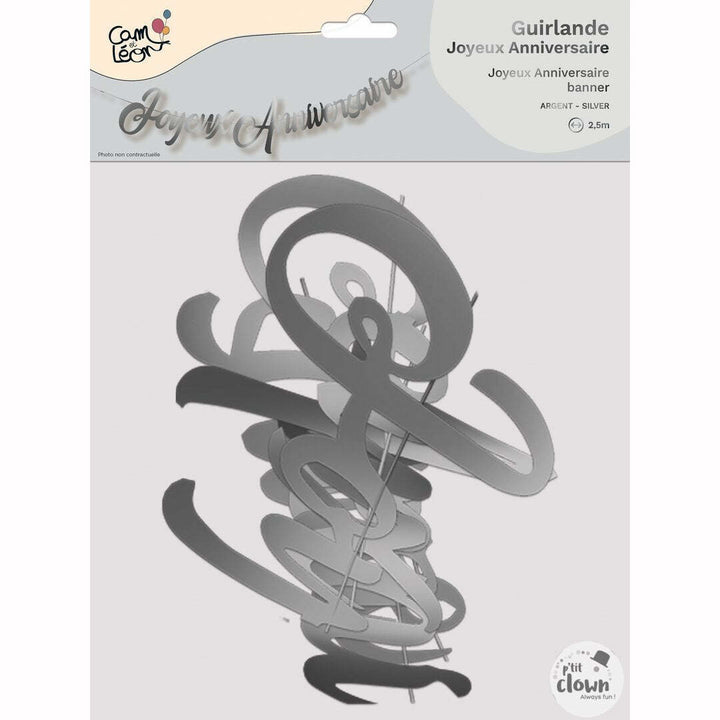 Guirlande C&L "Joyeux anniversaire" 250 cm - Argent,Farfouil en fÃªte,Guirlandes, fanions et bannières