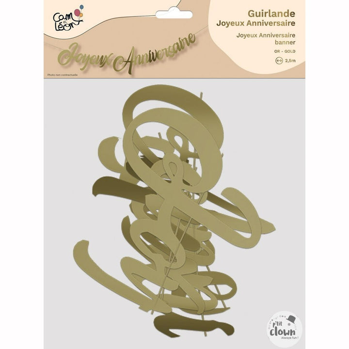 Guirlande C&L "Joyeux anniversaire" 250 cm - Or,Farfouil en fÃªte,Guirlandes, fanions et bannières