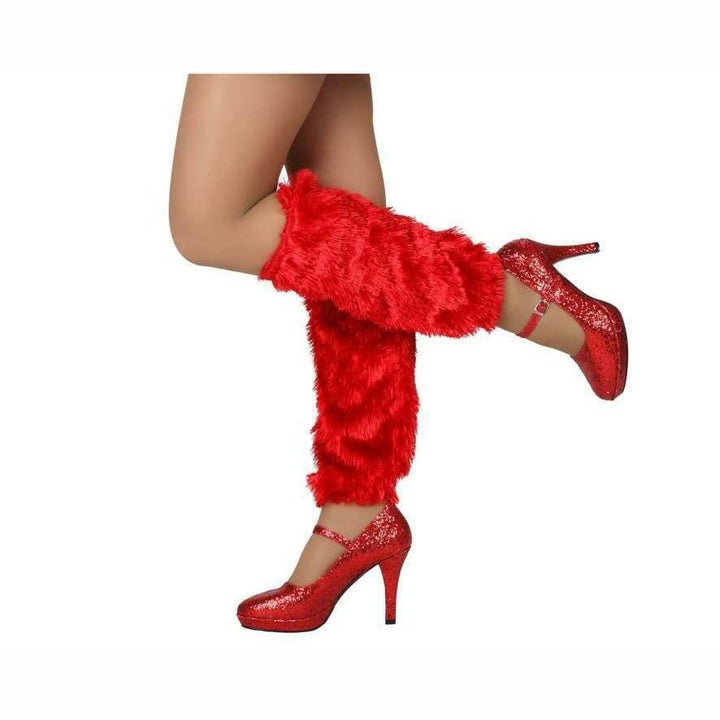 JAMBIÈRES DISCO EN FAUSSE FOURRURE,Rouge,Farfouil en fÃªte,Collants, bas, chaussettes, guêtres