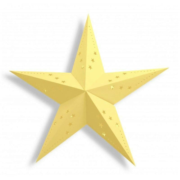 Lanterne étoile jaune pastel 30 cm,Farfouil en fÃªte,Lampions, lanternes, boules alvéolés