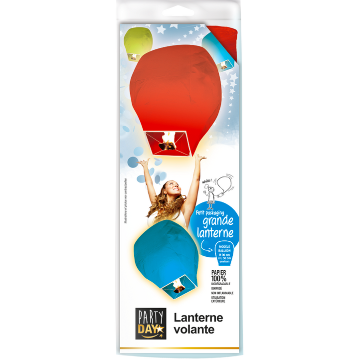 Lanterne volante multicolore Pyragric - Coloris aléatoire,Farfouil en fÃªte,Lampions, lanternes, boules alvéolés
