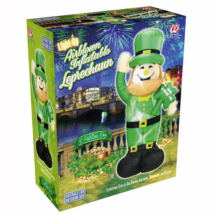 Leprauchaun Saint Patrick vert gonflable et lumineux 150 cm,Farfouil en fÃªte,Décorations