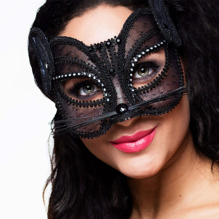 Loup luxe chat en dentelle noir,Farfouil en fÃªte,Masques