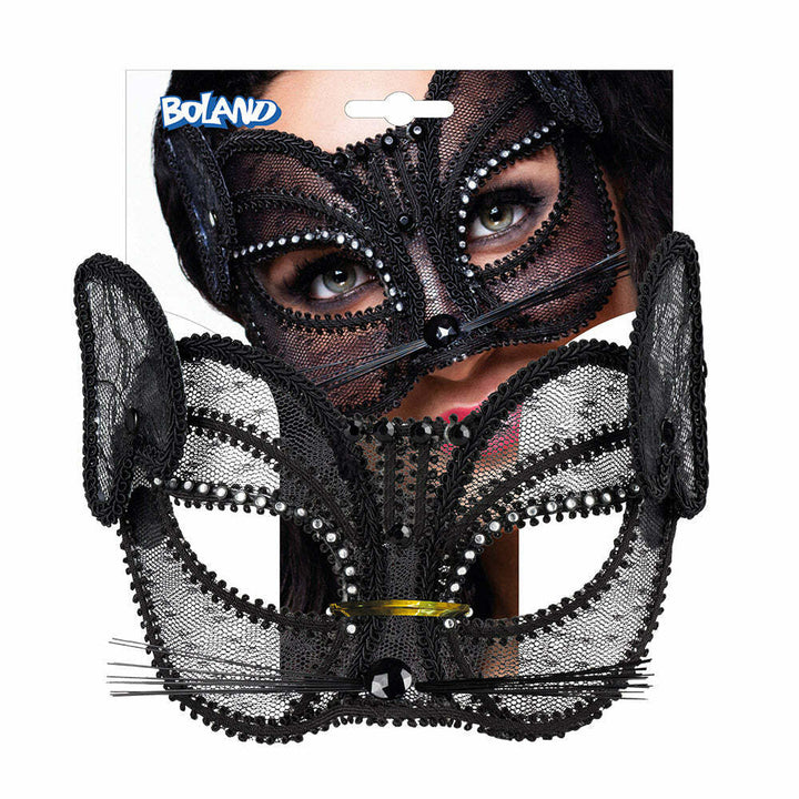 Loup luxe chat en dentelle noir,Farfouil en fÃªte,Masques