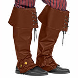 Pair of brown leather-effect gaiters / overboots