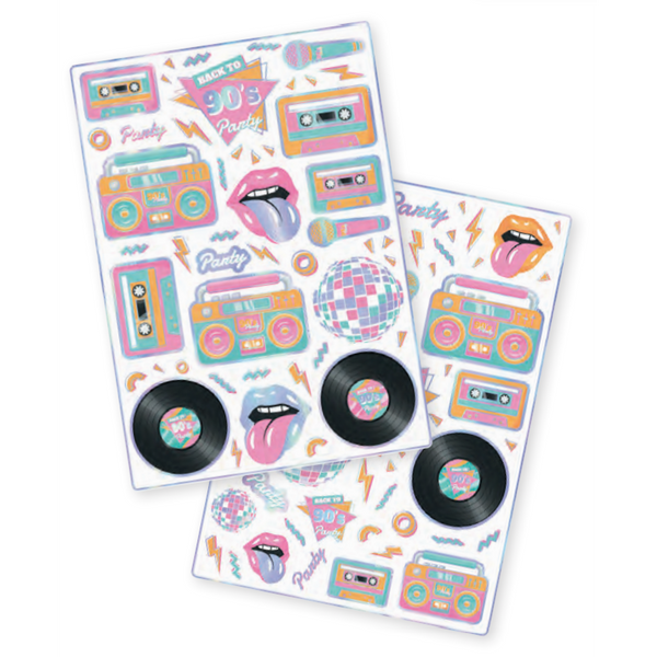 Planches de 100 stickers - 90's Party,Farfouil en fÃªte,Décorations