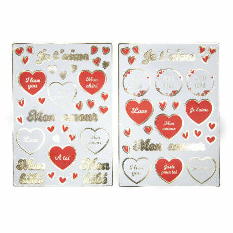 Planches de 60 stickers coeurs Saint Valentin,Farfouil en fÃªte,Décorations